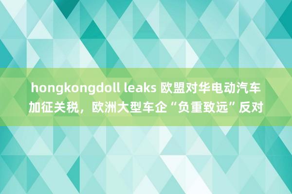 hongkongdoll leaks 欧盟对华电动汽车加征关税，欧洲大型车企“负重致远”反对