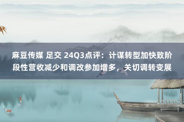 麻豆传媒 足交 24Q3点评:计谋转型加快致阶段性营收减少和调改参加增多,关切调转变展