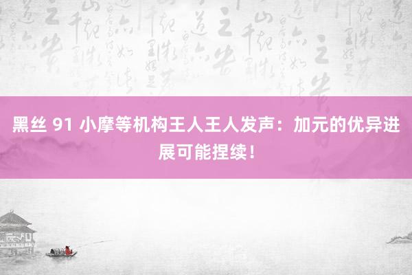 黑丝 91 小摩等机构王人王人发声：加元的优异进展可能捏续！