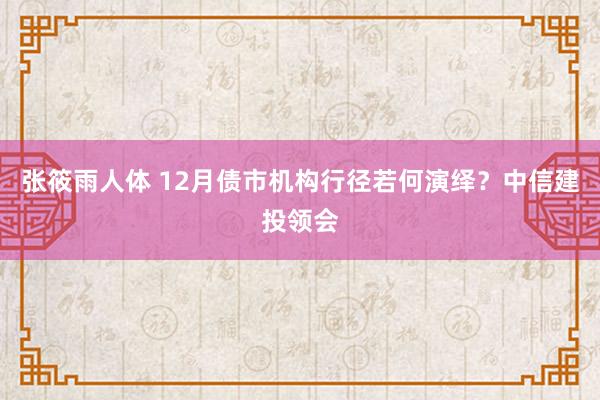 张筱雨人体 12月债市机构行径若何演绎？中信建投领会