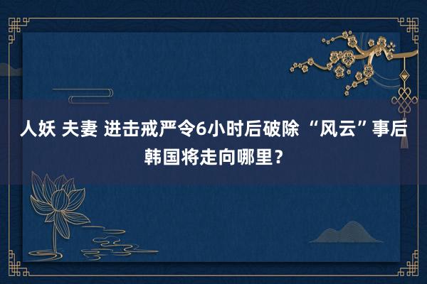 人妖 夫妻 进击戒严令6小时后破除 “风云”事后韩国将走向哪里？
