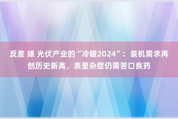 反差 婊 光伏产业的“冷暖2024”：装机需求再创历史新高，表里杂症仍需苦口良药