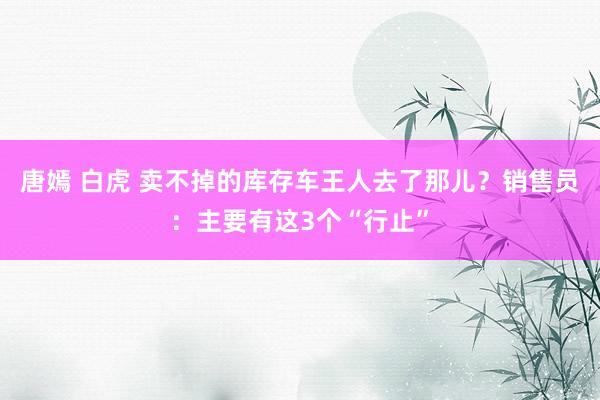 唐嫣 白虎 卖不掉的库存车王人去了那儿？销售员：主要有这3个“行止”