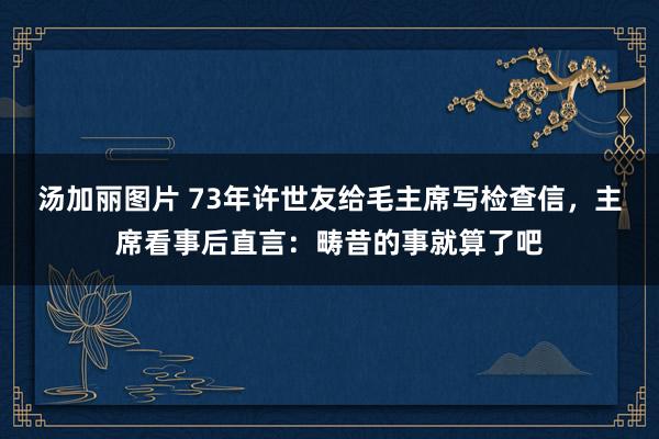 汤加丽图片 73年许世友给毛主席写检查信，主席看事后直言：畴昔的事就算了吧