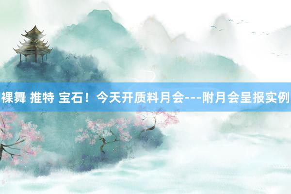 裸舞 推特 宝石！今天开质料月会---附月会呈报实例