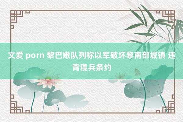 文爱 porn 黎巴嫩队列称以军破坏黎南部城镇 违背寝兵条约