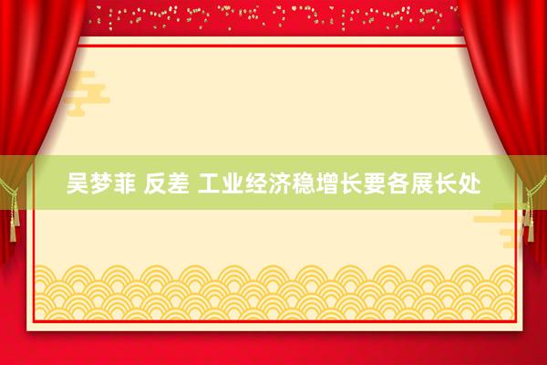 吴梦菲 反差 工业经济稳增长要各展长处