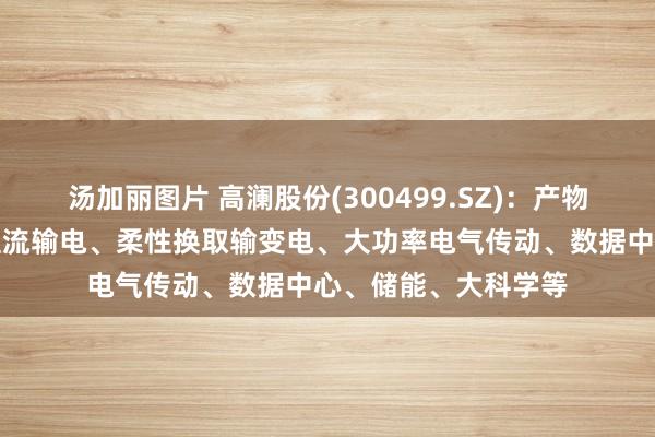 汤加丽图片 高澜股份(300499.SZ)：产物下流行使场景包括直流输电、柔性换取输变电、大功率电气传动、数据中心、储能、大科学等