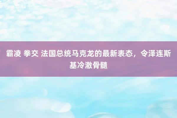 霸凌 拳交 法国总统马克龙的最新表态，令泽连斯基冷澈骨髓