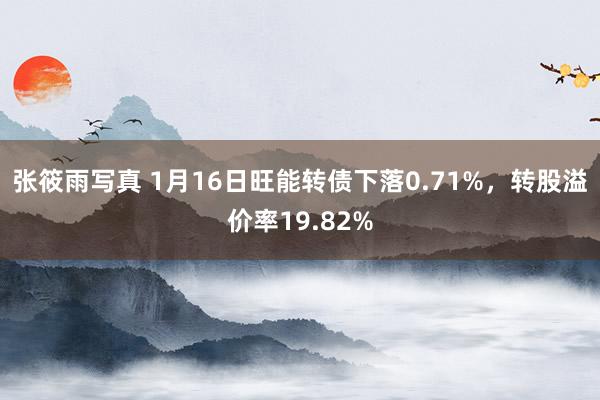 张筱雨写真 1月16日旺能转债下落0.71%，转股溢价率19.82%