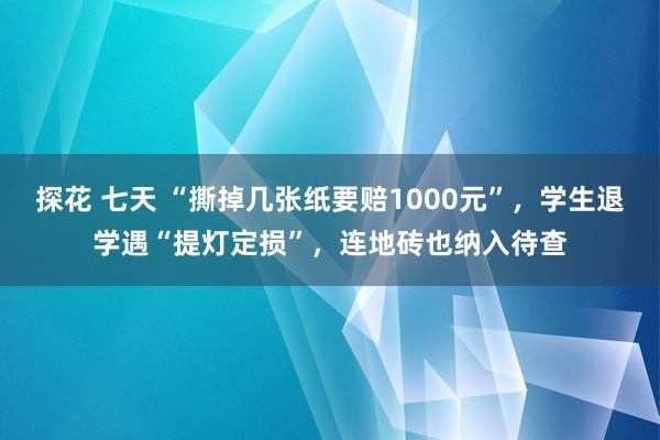 探花 七天 “撕掉几张纸要赔1000元”，学生退学遇“提灯定损”，连地砖也纳入待查