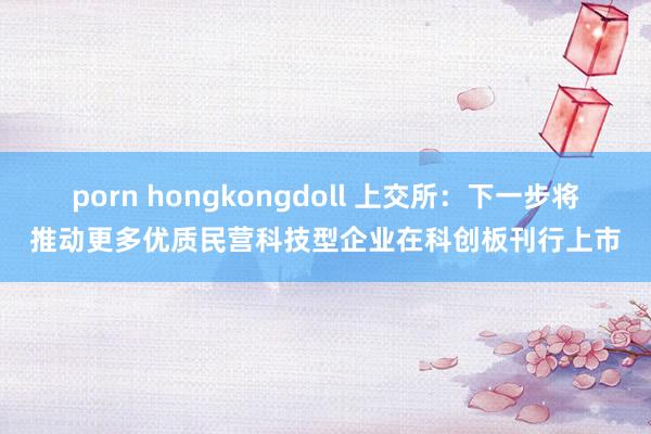 porn hongkongdoll 上交所：下一步将推动更多优质民营科技型企业在科创板刊行上市