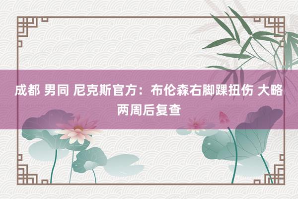 成都 男同 尼克斯官方：布伦森右脚踝扭伤 大略两周后复查