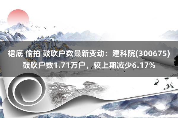 裙底 偷拍 鼓吹户数最新变动：建科院(300675)鼓吹户数1.71万户，较上期减少6.17%