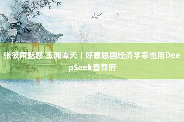 张筱雨魅惑 玉渊谭天丨好意思国经济学家也用DeepSeek查尊府