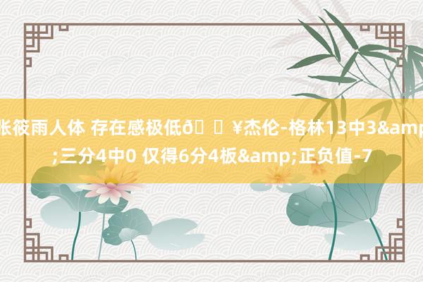 张筱雨人体 存在感极低😥杰伦-格林13中3&三分4中0 仅得6分4板&正负值-7