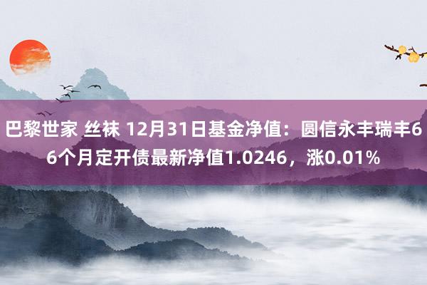 巴黎世家 丝袜 12月31日基金净值：圆信永丰瑞丰66个月定开债最新净值1.0246，涨0.01%