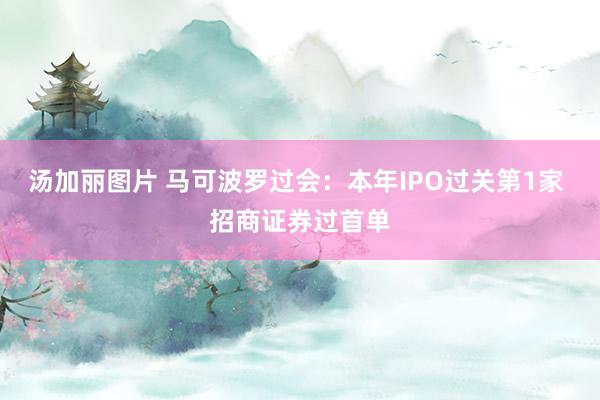汤加丽图片 马可波罗过会：本年IPO过关第1家 招商证券过首单