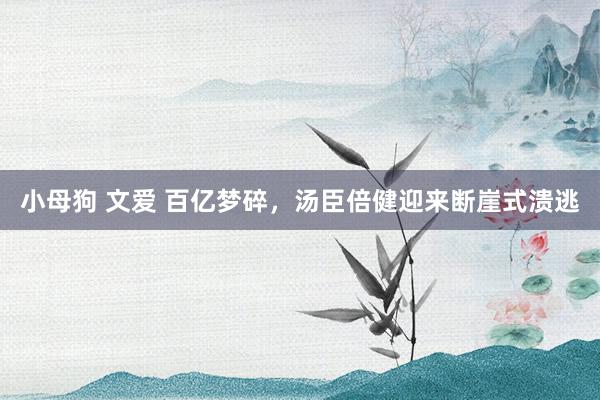 小母狗 文爱 百亿梦碎，汤臣倍健迎来断崖式溃逃