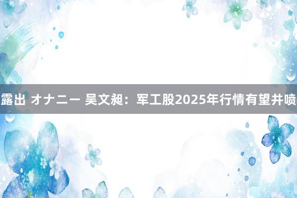 露出 オナニー 吴文昶:军工股2025年行情有望井喷