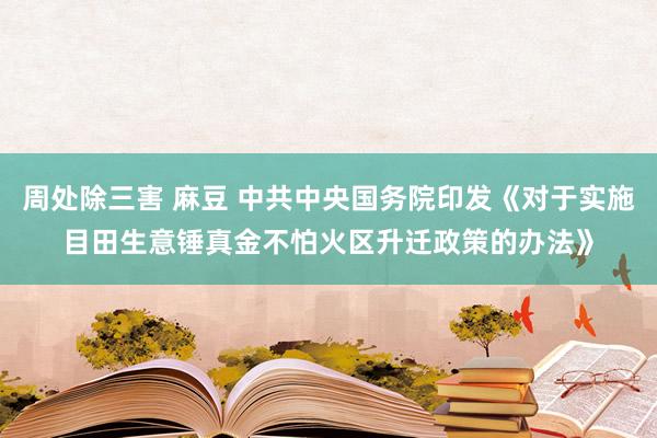 周处除三害 麻豆 中共中央国务院印发《对于实施目田生意锤真金不怕火区升迁政策的办法》