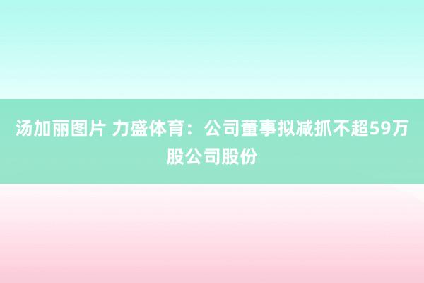 汤加丽图片 力盛体育：公司董事拟减抓不超59万股公司股份