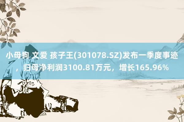 小母狗 文爱 孩子王(301078.SZ)发布一季度事迹,归母净利润3100.81万元,增长165.96%