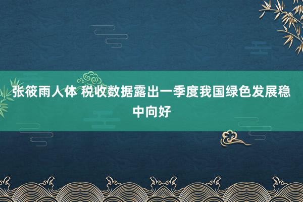 张筱雨人体 税收数据露出一季度我国绿色发展稳中向好