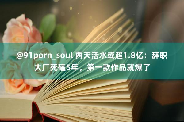 @91porn_soul 两天活水或超1.8亿：辞职大厂死磕5年，第一款作品就爆了